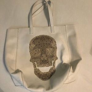 Leather skull tote bag